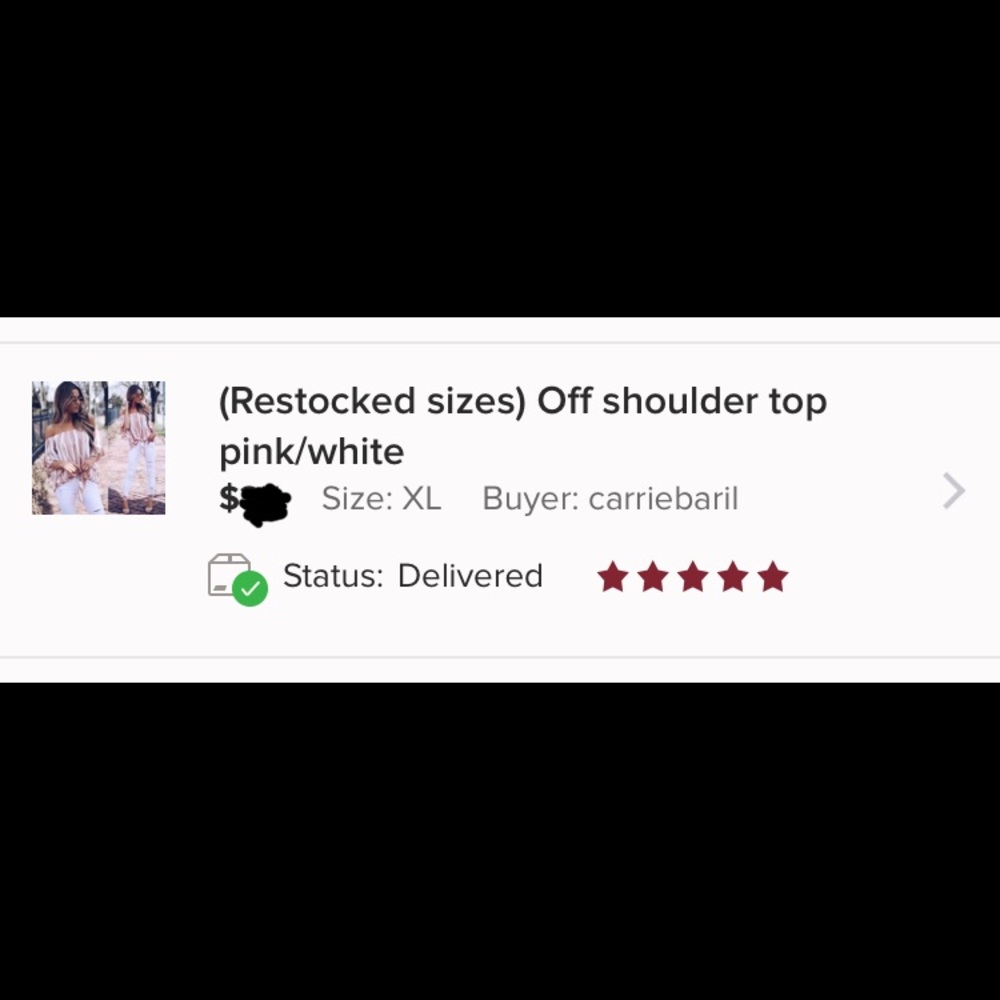 (Restocked sizes) Off shoulder top pink/white - Picture 10 of 10